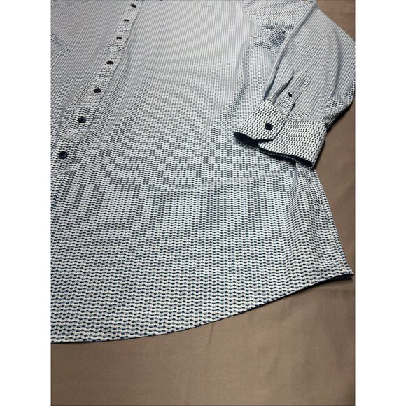 J Hilburn Geometric Blue/White Men's Size 3XL Casual Long Sleeve Button Down - Picture 5 of 16